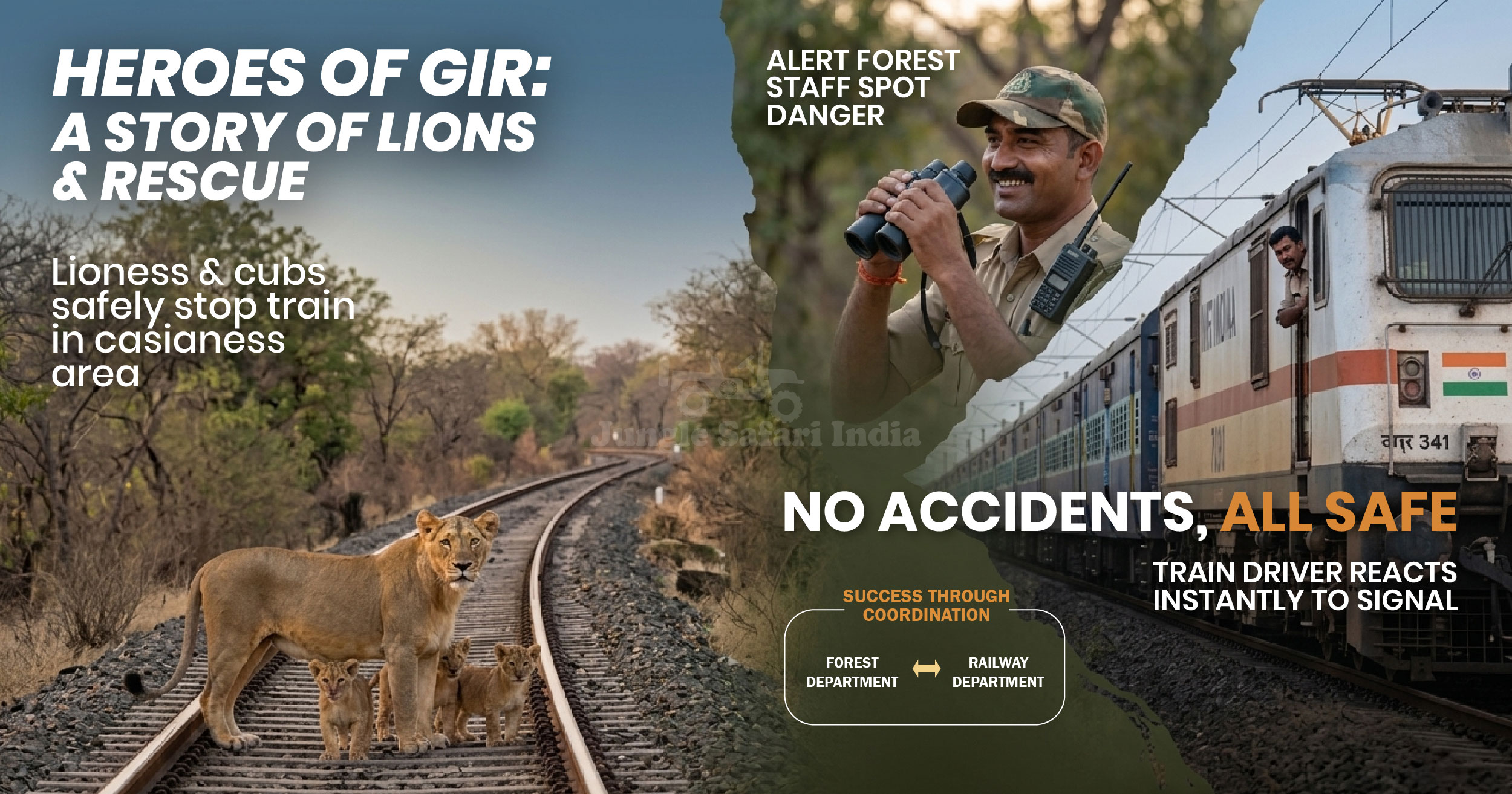 Lion Stops Train In Gir National Park Safely